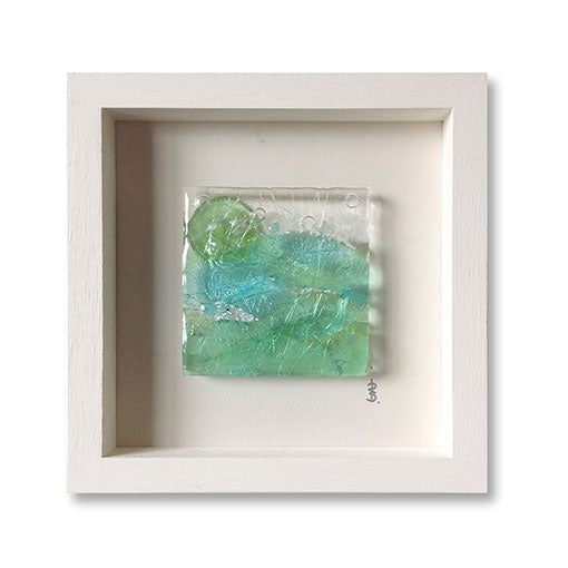 Box Framed Fused Pastel Landscape Glass Artwork