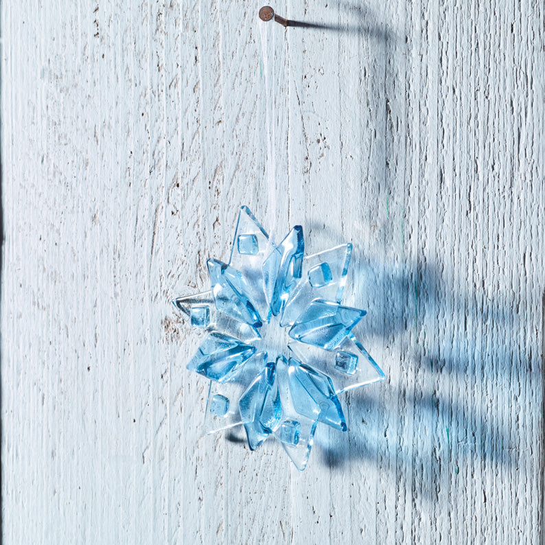 Handmade Glass Starflake In Pastel Blue