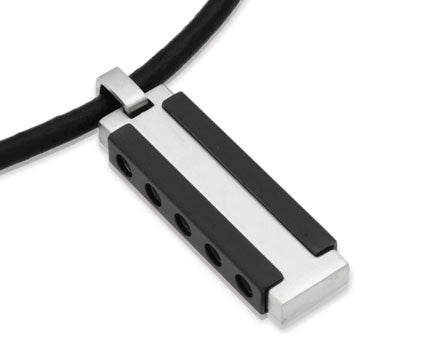 Black Necklace With Steel Pendant