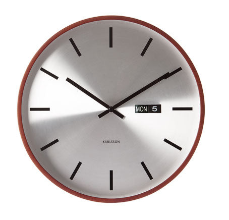 Steel Wall Clock With Wood Case