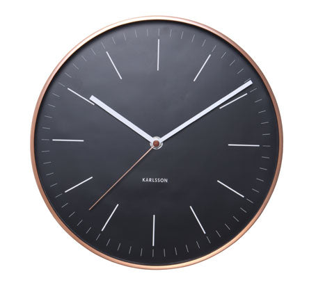 Minimalist Wall Clock In Black And Copper