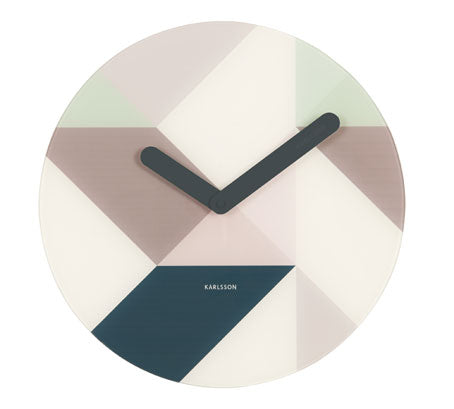 Graphic Design Glass Clock With Blue Accents