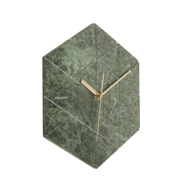 Unique Geometric Green Marble Wall Clock