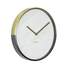 White Marble Wall Clock With Gold And Black Border