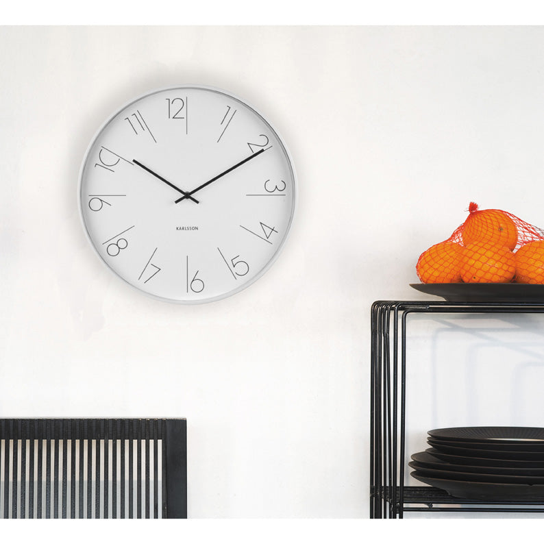 Mod Steel Wall Clock In White