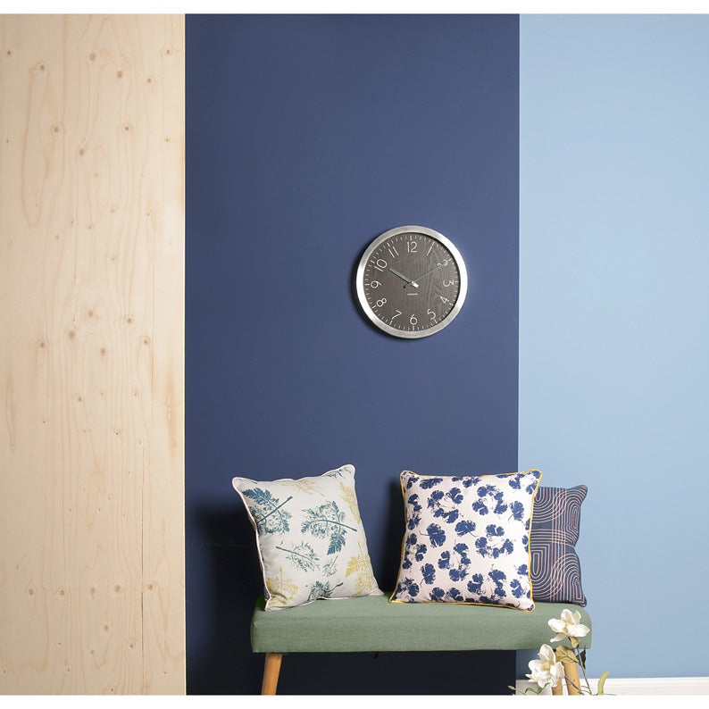 Imposing Wall Clock In Dark Wood And Aluminium