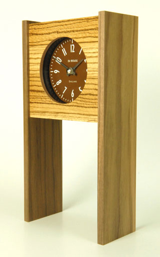 Tall Legs Table Clock In Zebrano