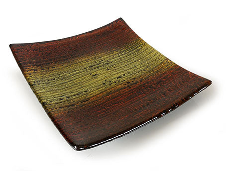 Golden Sunset Fused Glass Dish