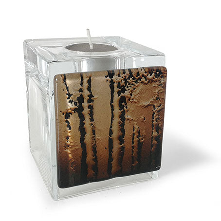 Glass Tea Light In Brown Earthy Tones