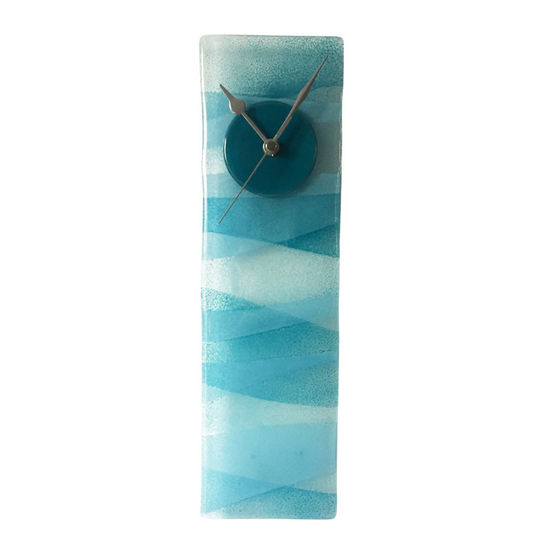 Fused Glass Clock In Turquoise And Blue