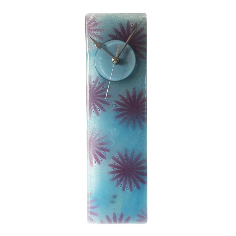 Purple And Blue Designer Fused Glass Wall Clock