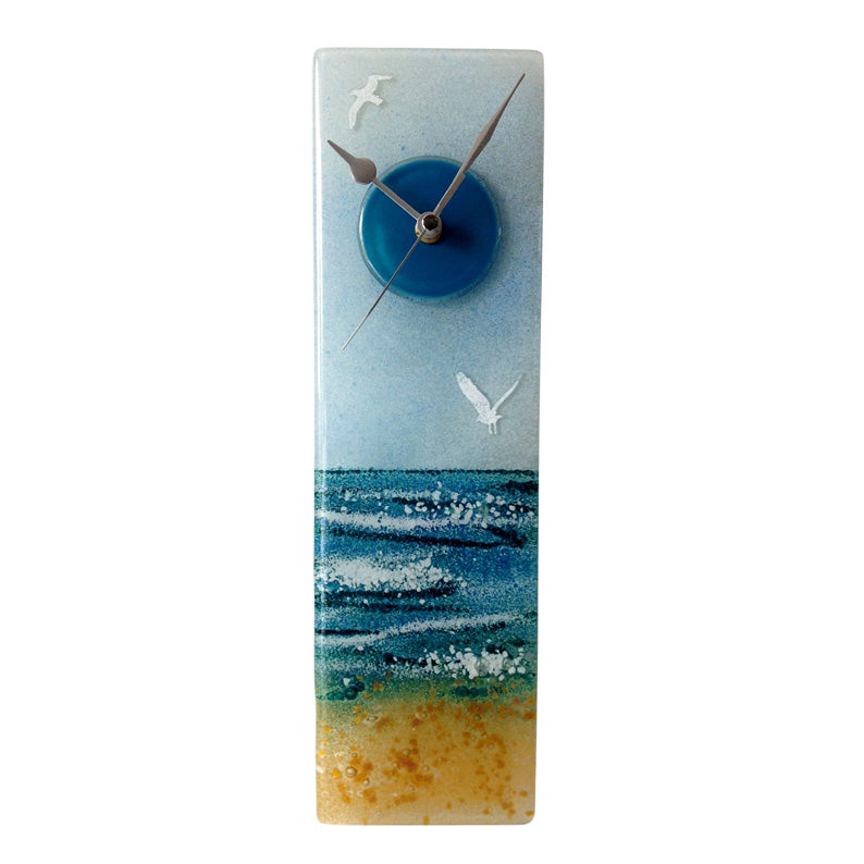 Birds By The Beach Fused Glass Wall Clock