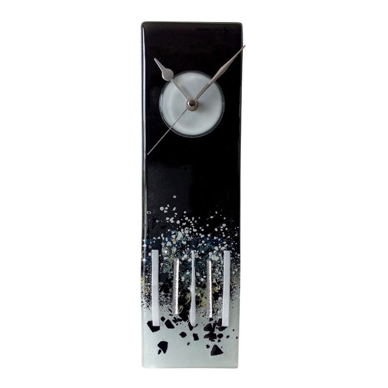 Black Shards Fused Glass Wall Clock