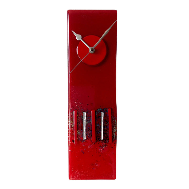 Red Shards Fused Glass Wall Clock