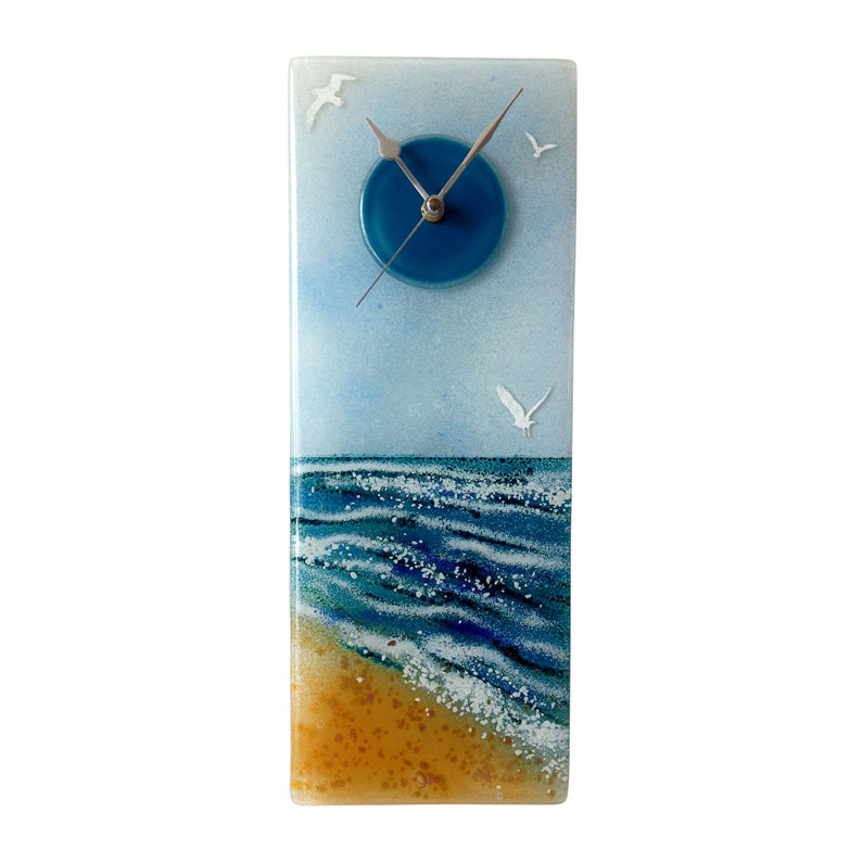 Birds By The Beach Fused Glass Wall Clock