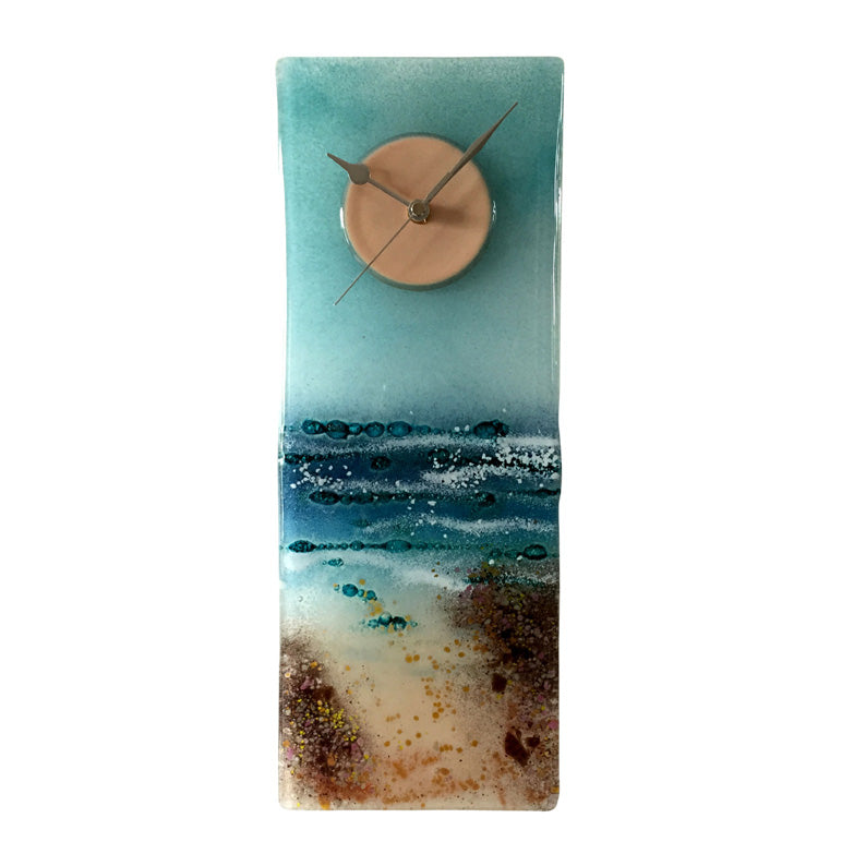 Sand And Sea Fused Glass Wall Clock