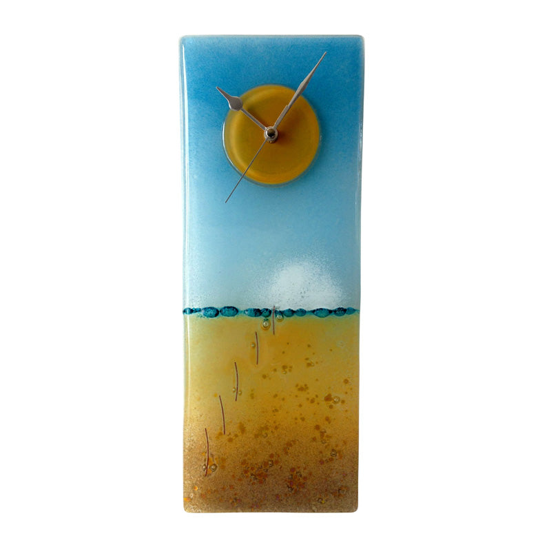 Sandy Beach Fused Glass Wall Clock