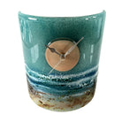 Sandy Beach Walk Curved Fused Glass Table Clock