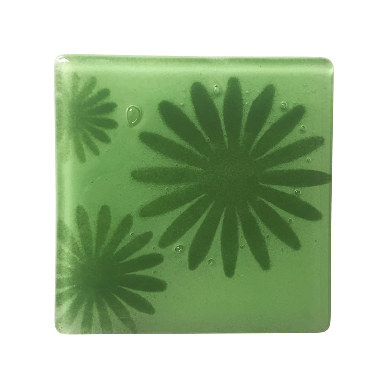 Striking Green Daisy Design Hand Made Coaster