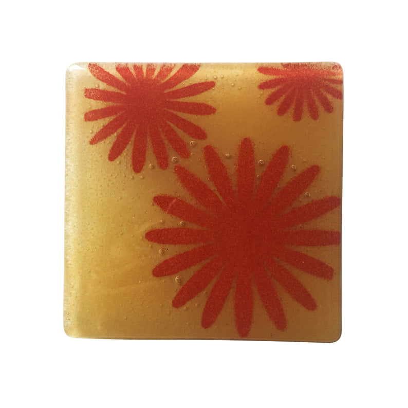Striking Orange Daisy Design Hand Made Coaster