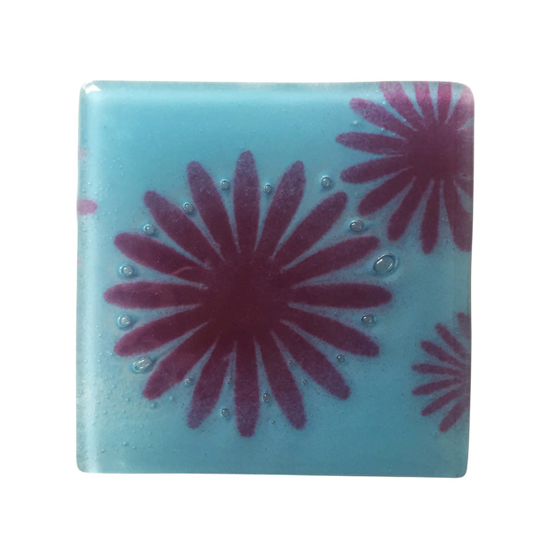 Striking Purple Daisy Design Hand Made Coaster