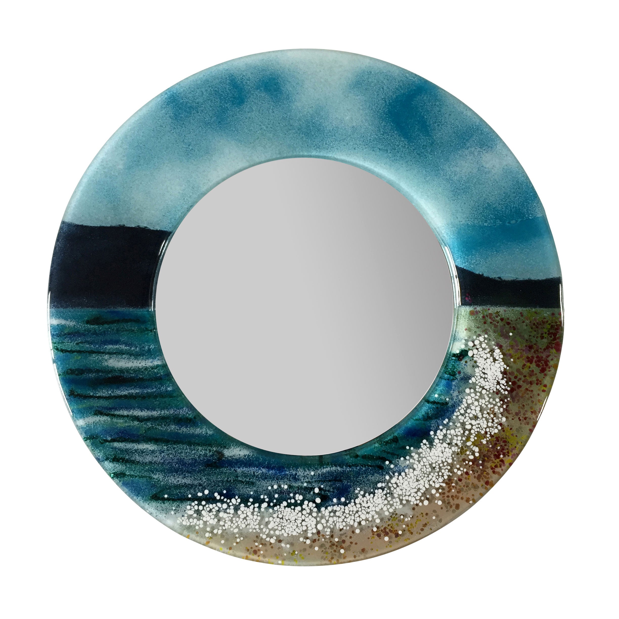 Large Seashore Fused Glass Wall Mirror