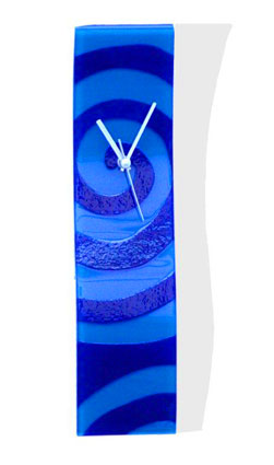 Mixed Blues Swirls Fusion Glass Wall Clock