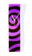 Violet With Black Swirls Fusion Glass Wall Clock