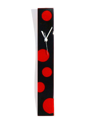 Black With Red Bubbles Fusion Glass Wall Clock