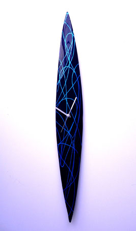 Blue Abstract Lines Glass Wall Clock