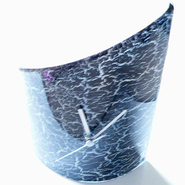 Black Crackels Glass Table Clock