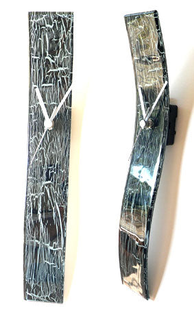 Black Crackles Glass Wall Clock