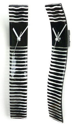 Black Stripes Fusion Glass Wall Clock
