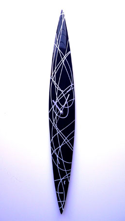 White Abstract Lines Glass Wall Clock