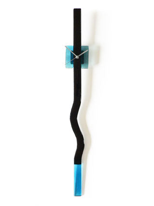 Black And Aqua Blue Twisting Glass Clock