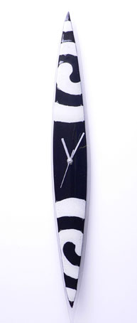 Black and White Swirls Fusion Glass Wall Clock