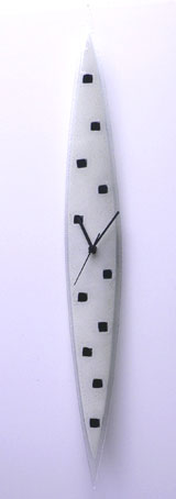 White and Black Squares Fusion Glass Wall Clock