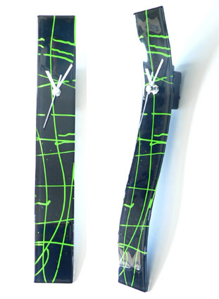 Green Abstract Lines Glass Wall Clock