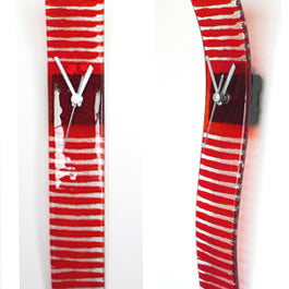 Red Stripes Fusion Glass Wall Clock