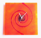 Orange With Red Swirl Fusion Glass Wall Clock
