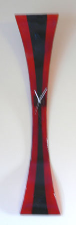 Flared Red and Black Fusion Glass Wall Clock
