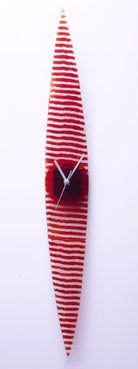 Red Horizontal Lines Fusion Glass Wall Clock
