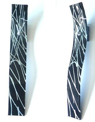 White Abstract Lines Glass Wall Clock