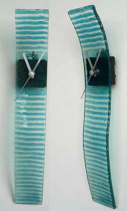 Light Blue Stripes Fusion Glass Wall Clock