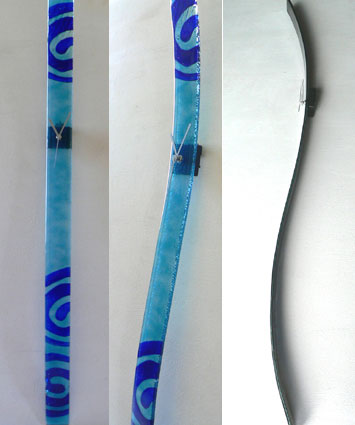 Funky Blue Swirls Fusion Glass Wall Clock