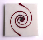 White With Deep Red Swirl Fusion Glass Wall Clock
