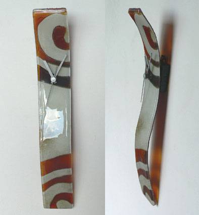 White and Honey Swirls Fusion Glass Wall Clock