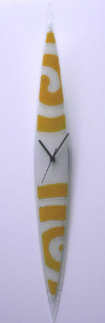 White and Yellow Swirls Fusion Glass Wall Clock