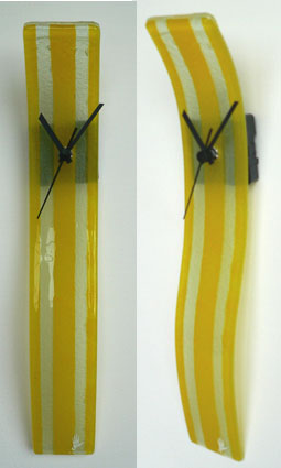 Yellow Stripes Fusion Glass Wall Clock