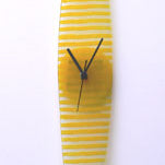 Yellow Horizontal Lines Fusion Glass Wall Clock
